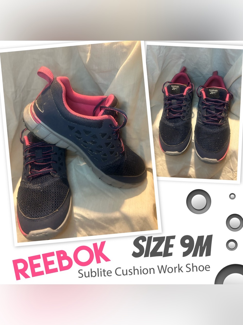 Reebok Kids Navy and Pink Athletic Sneakers Size 9M